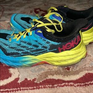 Hoka Womans SpeedGoat Sneakers - Vibrant Colors: Blue Pink Yellow, Sz 10.5